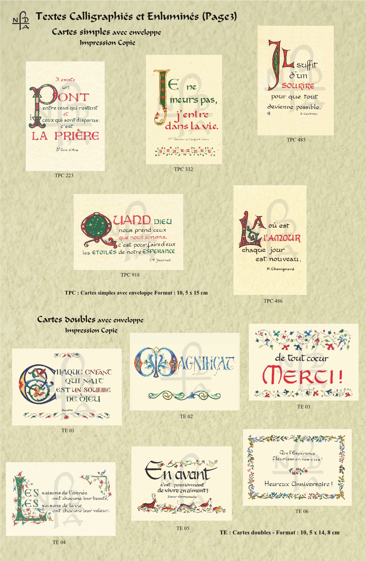 Abbaye Argentan Cartes Calligraphiées et enluminées page 3